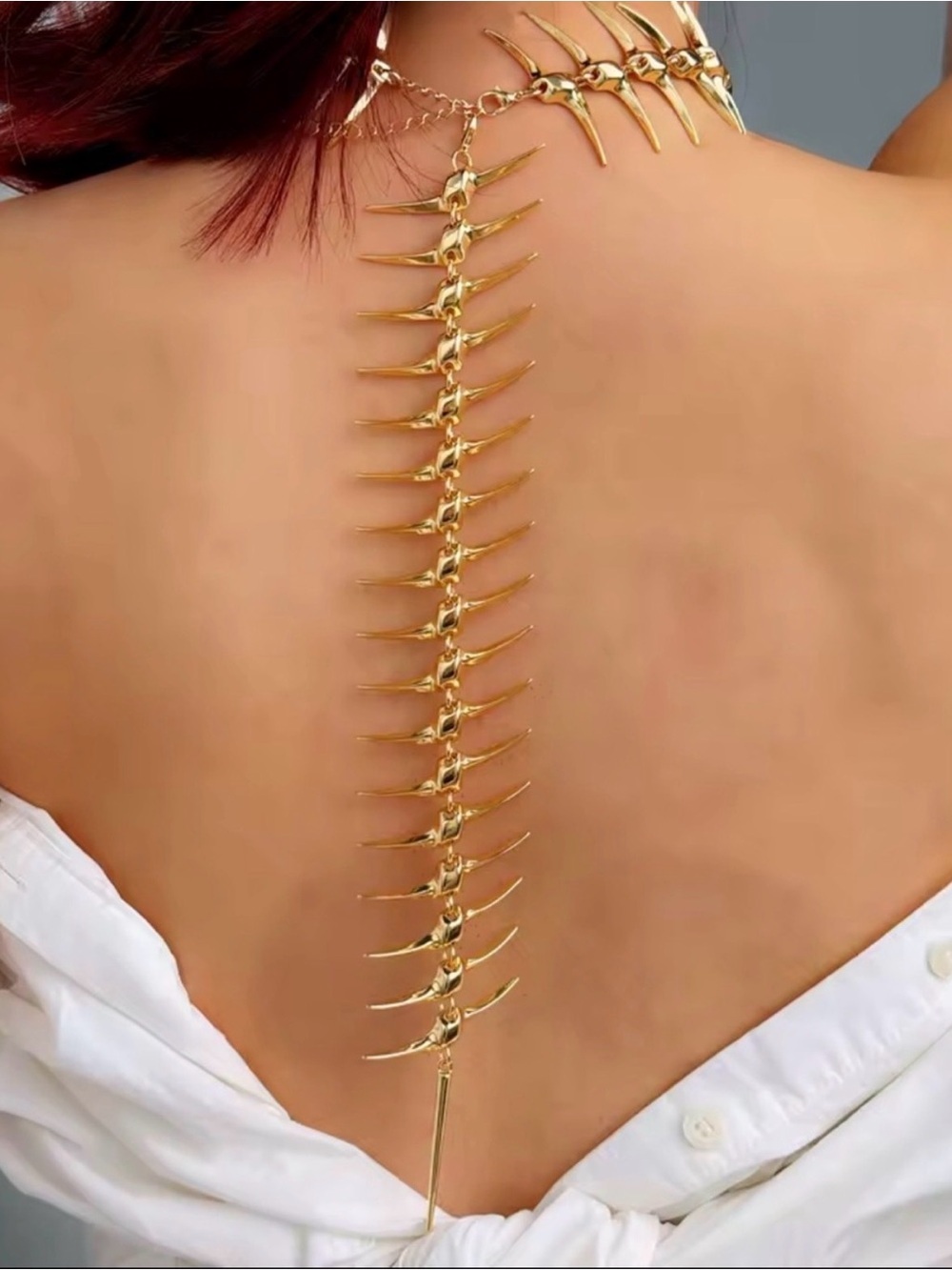 Gold Spine-Back Statement Necklace - Picture 4 of 6